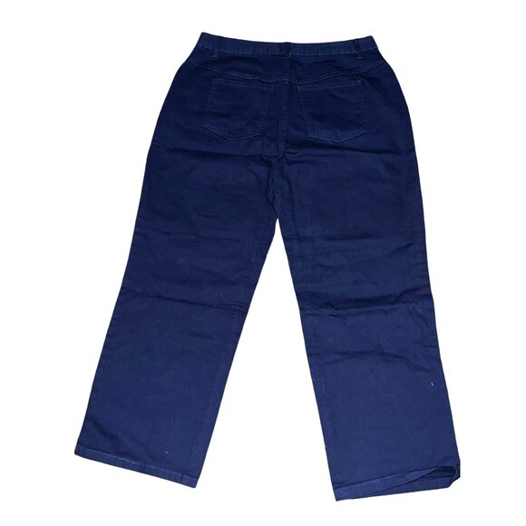 Woman Within NWOT Perfect Relaxed Cotton Jean Sz 12 Wide Petite Navy Blue - Picture 8 of 10